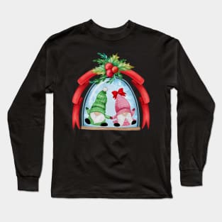 Happy Christmas Gnomes In A Snowglobe Long Sleeve T-Shirt